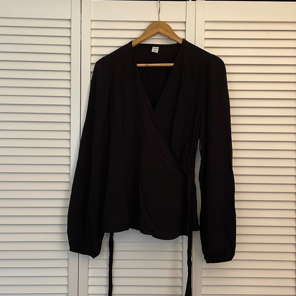 Black wrap blouse
